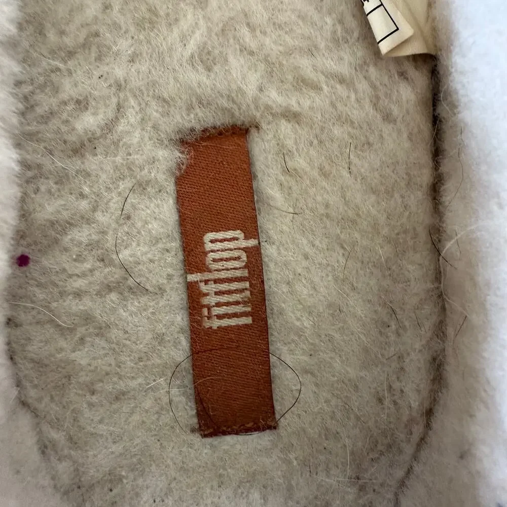 FitFlop Suede Shearling Moccasin Slippers Brown Cozy House Shoes Women’s size 8